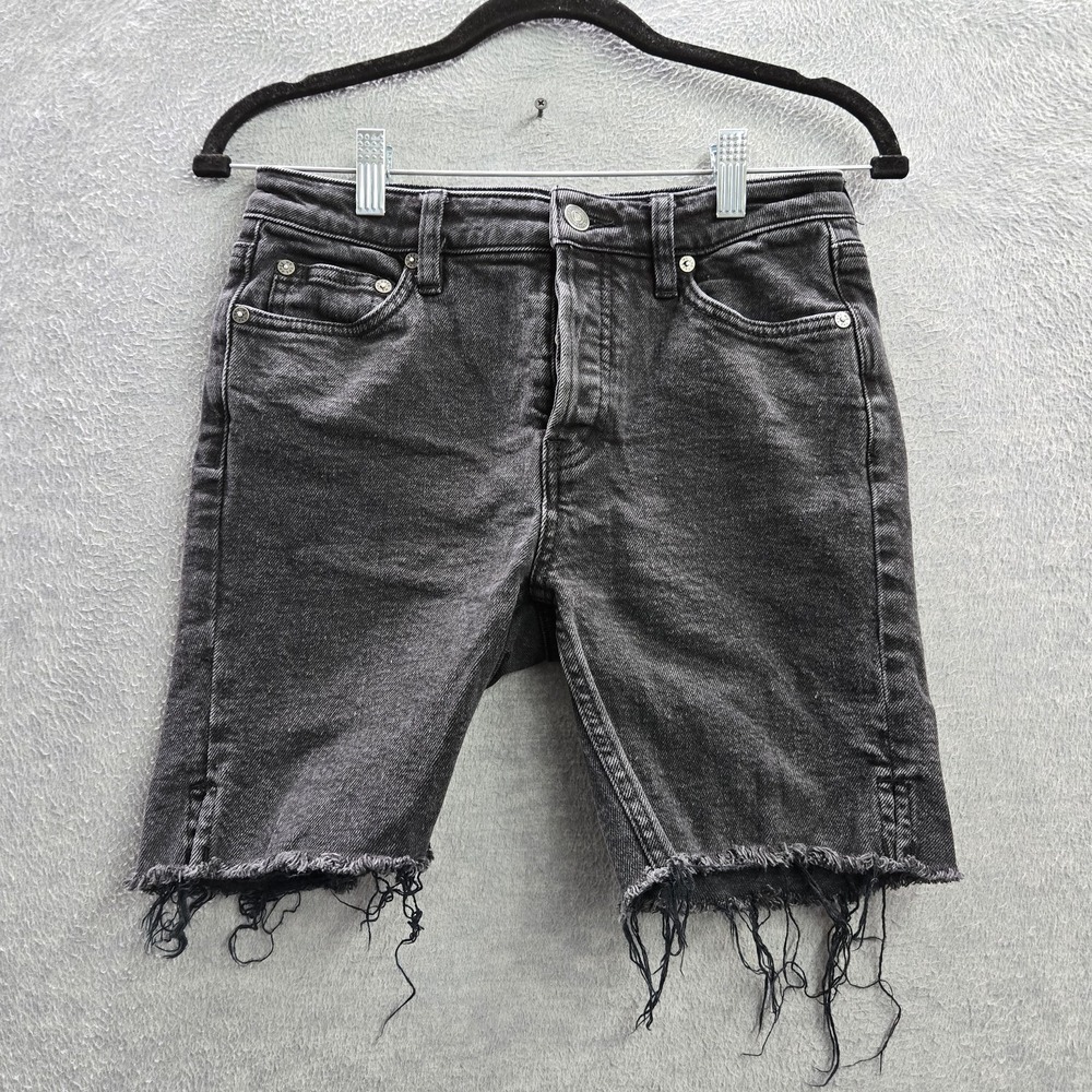 Free People Women Shorts 26 Black Denim Now Or Never Cut Off Frayed Hem